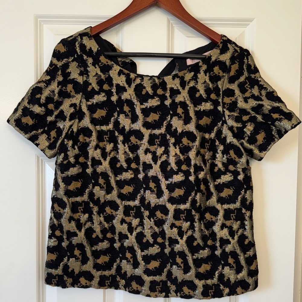 Anthropologie Hutch Metallic Leopard Print Top Size Small